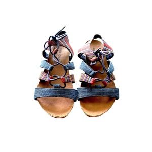 Minnetonka Effie Multicolored Striped Boho Gladiator Sandals Size 7